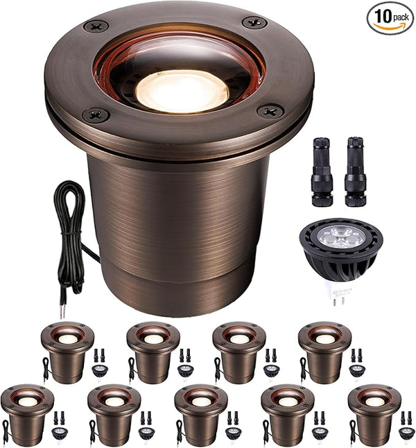 Gardenreet In Ground Landscape Lighting Low Voltage - Brass Ip67 LED Well Light, 12V Hardwired Outdoor Inground | Lumora