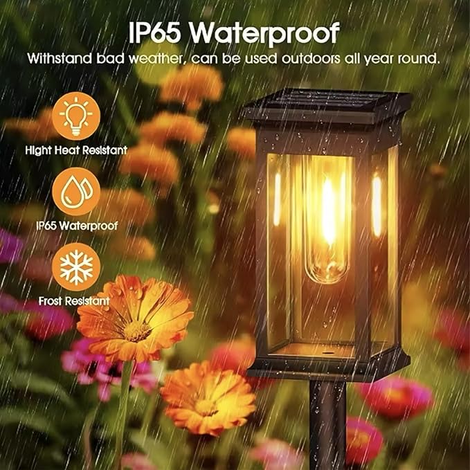 Outdoor Solar Lights, Path Lights Waterproof, Garden Lights, 4-Pack Landscape Lighting for Garden Walkway Sidewalk Backyard Lawn Yard Decoration (Warm White)