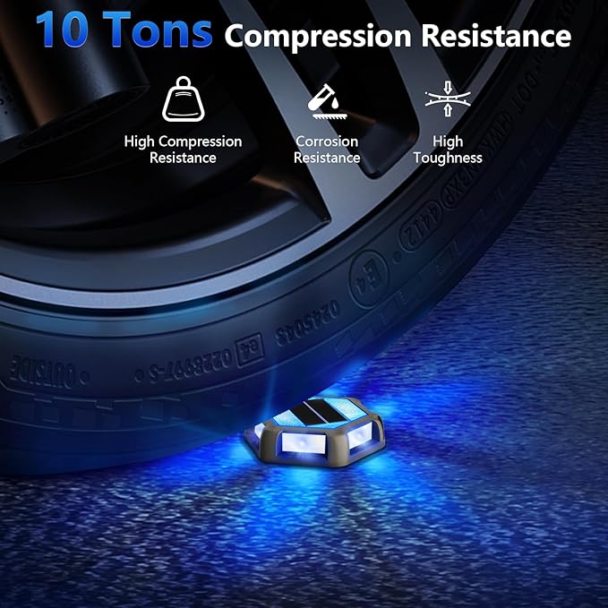 T-SUN Solar Driveway Lights Outdoor 24 Pack, Waterproof Deck Lights LED Blue Driveway Marker Light for Step Garden Sidewalk Stair Ground Pathway