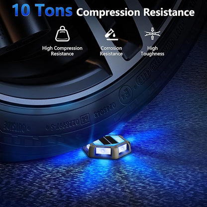 T-SUN Solar Driveway Lights Outdoor 24 Pack, Waterproof Deck Lights LED Blue Driveway Marker Light for Step Garden Sidewalk Stair Ground Pathway
