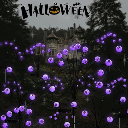 Halloween Decorations Solar Outdoor Lights,2PACK 20LED Solar Scary Eyeball Halloween Pathway Lights,Waterproof Purple Solar Lights Outdoor for Horror Decor/Patio/Garden/Yard/Party/Lawn