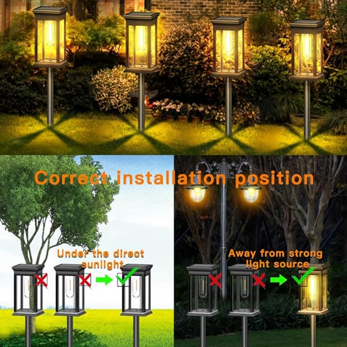 8Pack Solar Lights Outdoor Waterproof Lights Landscape Lighting for Outside, Solar Pathway Light for Patio Lawn Porch Walkway Driveway Garden Decorations for Outside