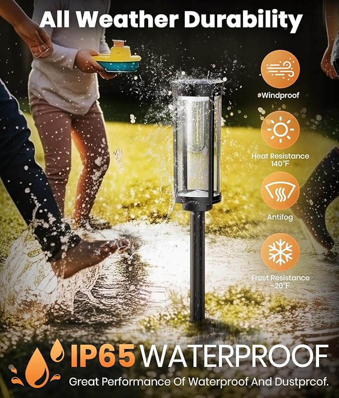 Solar Pathway Lights Outdoor Waterproof 4 Pack Upgraded Solar Walkway Landscape Lighting Outside Driveway Lights,Auto On/Off for Yard Lawn Patio (Cool White)
