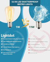Lightdot 500FT Outdoor String Lights, LED Bistro String Lights with Shatterproof ST38 Vintage Bulbs, 2200K | Lumora