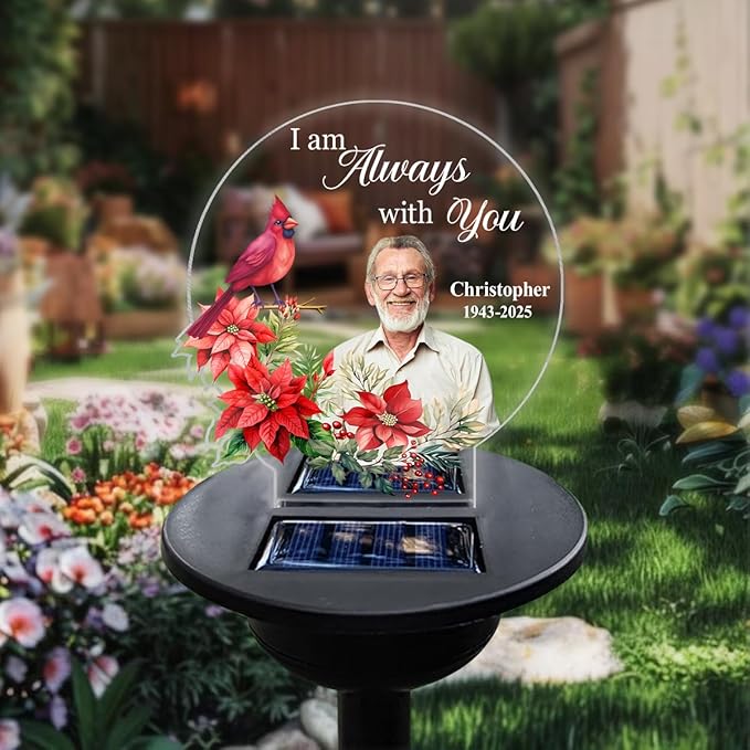 Personalized Memorial Solar Lights - Outdoor Light Garden Decor - Cardinals Appear When Angels are Near - Grave Decorations for Cemetery Memorial Gifts Loss of Mother, Sympathy Gift