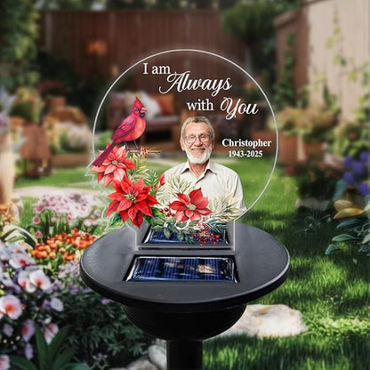 Personalized Memorial Solar Lights - Outdoor Light Garden Decor - Cardinals Appear When Angels are Near - Grave Decorations for Cemetery Memorial Gifts Loss of Mother, Sympathy Gift