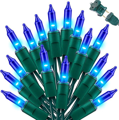 LAMPHOME 200L(100L*2pcs) Mini Lights, Green Wire,Blue