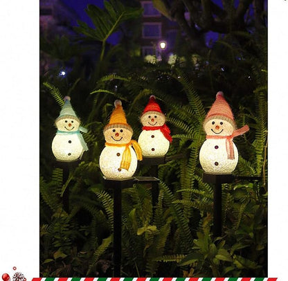 Outdoor Plastic Solar Lights Snowman Shape Solar Powered LED Lamp Waterproof Garden Light Decoration for Walkway Path Landscape Lawn Yard