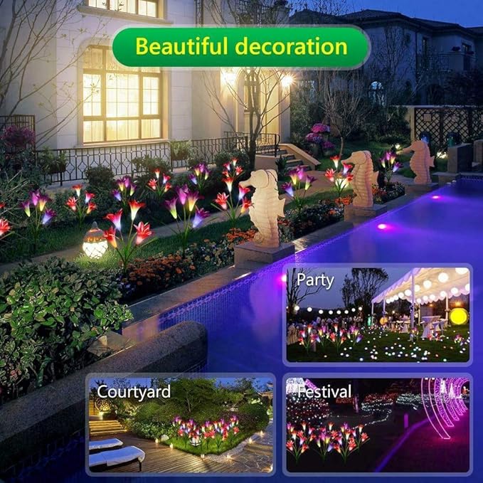 TDA Solar Lily Flower Light Outdoor Garden Decorative Solar Lights Stake Multi-Color Changing LED Solar Light for | Lumora