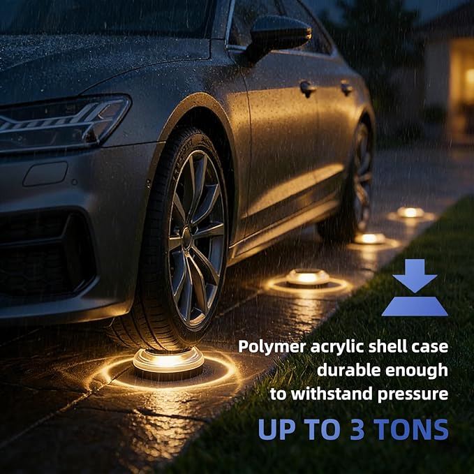 Solar Driveway Lights Outdoor - 12 Pack Dock Lights Solar Powered, IP67 Waterproof Step Lights Outdoor Deck Lights for Sidewalk Garden Pathway Yard Stair(Warm White)