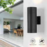 mirrea 14" Modern Outdoor Porch Light Patio Light in 2 Lights with Aluminum Cylinder and Tempered Glass Cover | Lumora