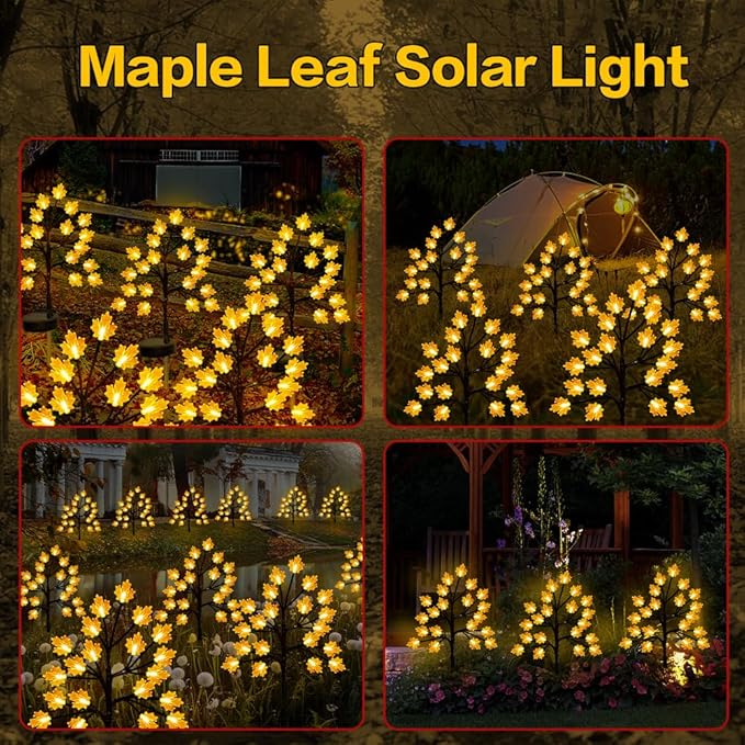 Solar Fall Lights for Thanksgiving Day Decorations Outdoor,2PACK 40LED Artificial Maple Tree for Fall Party Gifts | Lumora