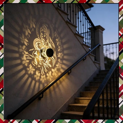 Easter Decorations Outdoor Nativity Solar Fence Lights - The Virgin &The Child Pattern Metal Wall Deck Light Decorative Table Lamp for Patio porch Backyard - Easter Religious Dercor Gifts for Women