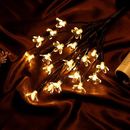 Solar Flower Fairy Light, Warm White Stainless Steel Solar Path Lights for Outdoor Landscape Lighting, Lawn, Patio, Yard, Walkway, Driveway, Garden (Warm White) (2 Pieces)