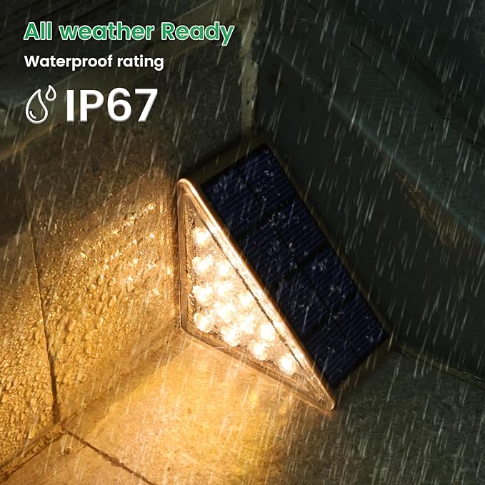 Solar Step Lights - 8 Pack Waterproof IP67, Outdoor Deck & Staircase Lights (Warm Brown) | Lumora