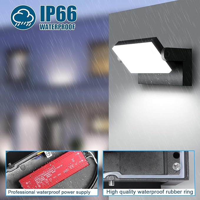 40W LED Outdoor Wall Light, 5000K Daylight Waterproof Floodlights, 360 ° Rotatable Wallpack Lighting Modern Security Commercial Exterior Wall Mount Fixture for Yard Hardwired Super Bright
