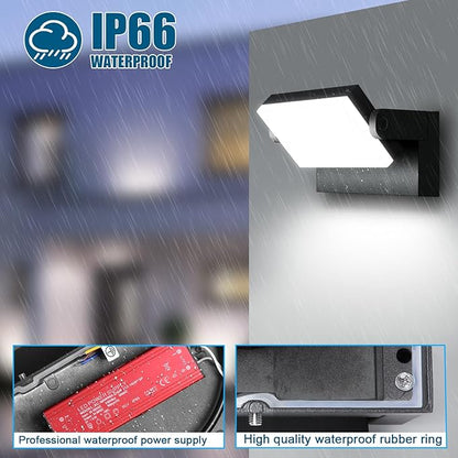 40W Outdoor Flood Light, 5000K 360° Rotating LED Wall Light, IP66 Waterproof Square Exterior Wall Pack Wall Mount Fixture Commercial Security Lighting for Garage House (8 Pack)