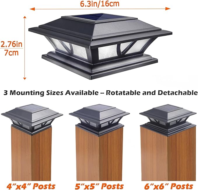 SIEDiNLAR Solar Post Lights Outdoor 2 Modes LED Deck Fence Cap Light for 4x4 5x5 6x6 Posts Patio Garden Decoration | Lumora