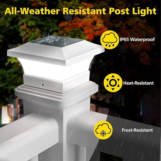 T-SUN Solar Post Cap Lights, Waterproof Outdoor Solar Powered Deck Fence Post Lights for 4 X 4 Wooden/Vinyl Posts | Lumora