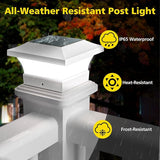 T-SUN Solar Post Cap Lights, Waterproof Outdoor Solar Powered Deck Fence Post Lights for 4 X 4 Wooden/Vinyl Posts | Lumora