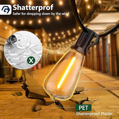 GPATIO Outdoor String Lights, 100FT Shatterproof Patio Lights, IP65 Waterproof Dimmable Outside Hanging Light, Connectable LED Outdoor Lights for Backyard, Porch, Deck, Balcony, Garden, Home Decor