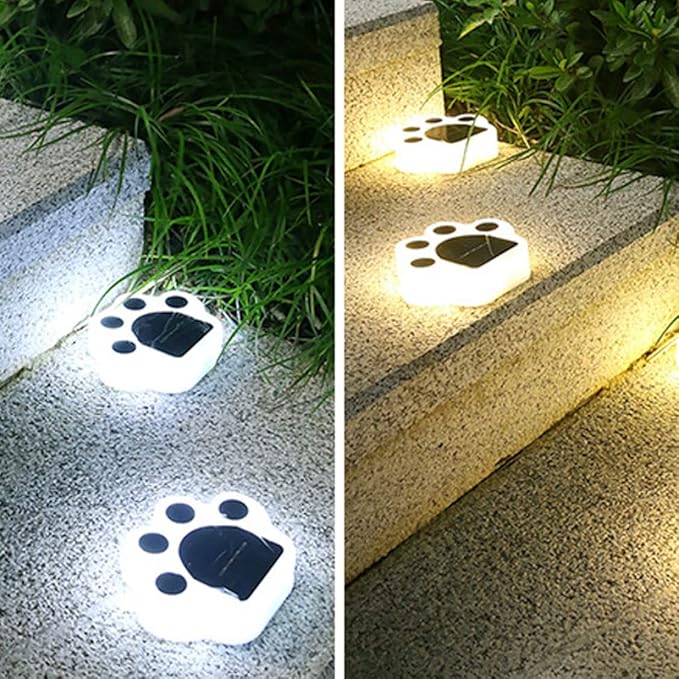 Solar Ground Lights LED Cat Paw Garden Solar Lights in-Ground Pathway Lights Outdoor Lamp Warm Lighting for Garden Pathway Lawn Patio Yard Landscape.