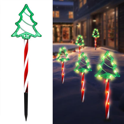 Christmas Tree Outline Solar Lights 10 Pack, 17’’ Cute Size Pine Tree Outline Garden Solar Lights for Out Decor, IP45 Wateproof and Dust Resistance, Solar Powered Yard Light for Christmas Decor