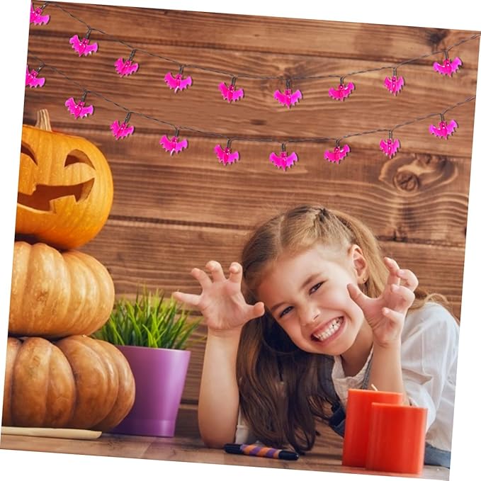 Uonlytech 2pcs Bat-Shaped Decorative String Lights Solar Powered Warm Light for Halloween Unique Outdoor Ornament for Parties and Festivals