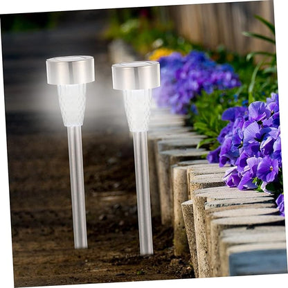 BESPORTBLE 12pcs Solar Garden Lights Waterproof Landscape Lighting Kit for Yard Pathway Decor Stainless Steel Stake Lights Solar Powered Outdoor for Garden and Patio