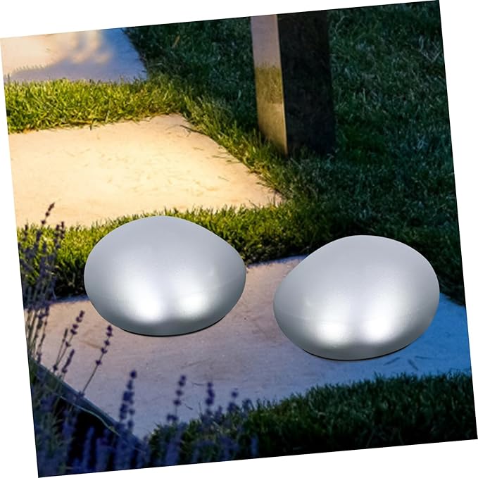 DOITOOL Solar Pebble Ground Light Outdoor Solar Garden Lamp with White Light Weatherproof Decorative Lighting for Pathways Flower Beds and Ambiance Intelligent