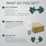 C9 Christmas Lights Outdoor, 25FT Waterproof Warm White 2700K LED String Lights for Roofline Xmas Tree Patio | Lumora