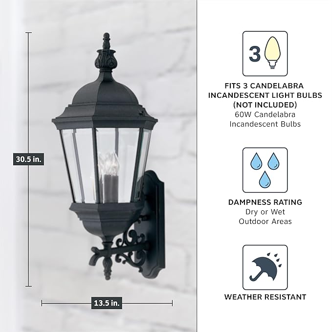 Designers Fountain 2952-BK Value Collection Wall Lanterns, Black