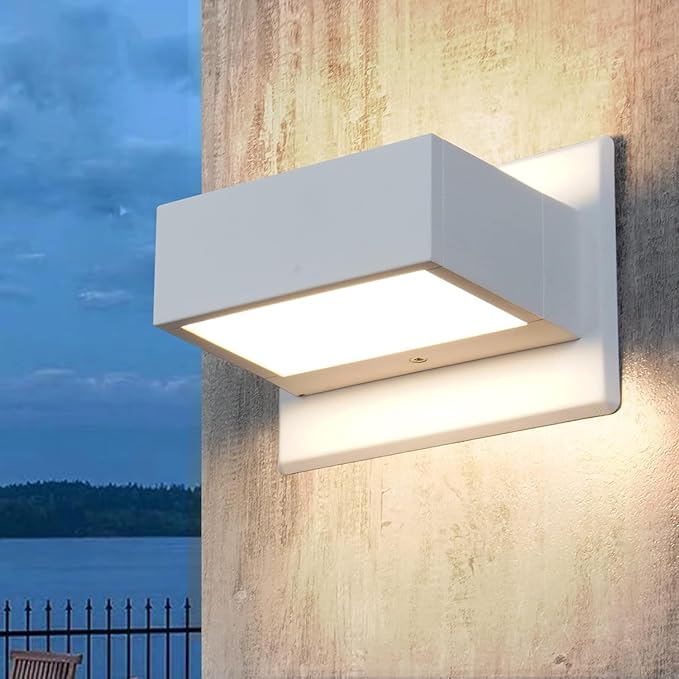 Outdoor Wall Light Up Down LED Sconce Wall Mount Lamp White Modern Wall Lantern Fixture Aluminum Lights for Porch | Lumora