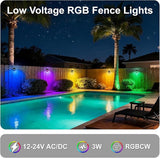 Outdoor RGB Fence Lights Wired, 3W 12V Wired LED RGB Color Changing Low Voltage Fence Lights for Outdoor Deck Post | Lumora