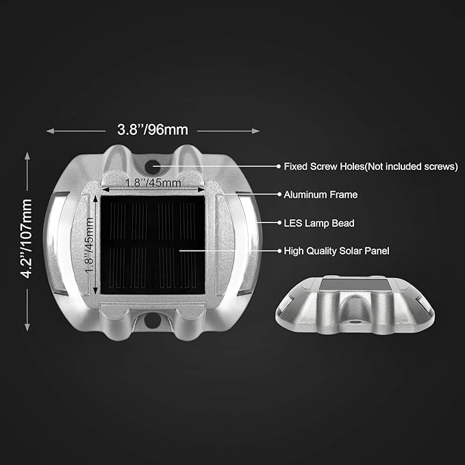 JIGUOOR Solar Deck Lights LED Driveway Lights Solar Powered Dock Light Outdoor IP68 Waterproof Road Markers for | Lumora