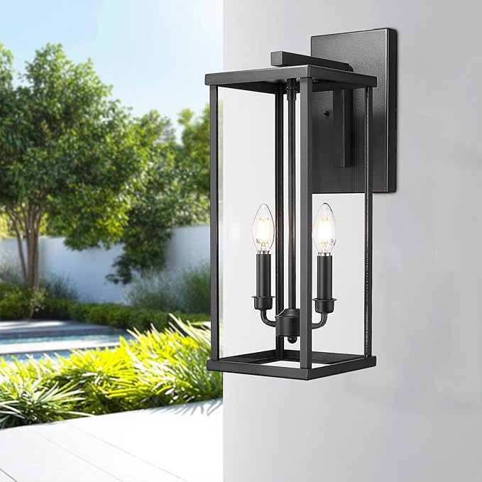 Bestshared Outdoor Wall Light, 20" Modern Exterior Wall Sconce with Clear Glass, Weather Resistant Outside Lights | Lumora