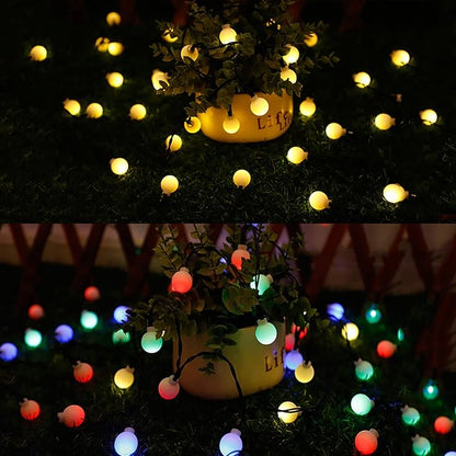 Solar String Lights Outdoor Lights led Small Round Ball Warm White Light String 8 Functions Outdoor Engineering Lantern Christmas Garden Decoration