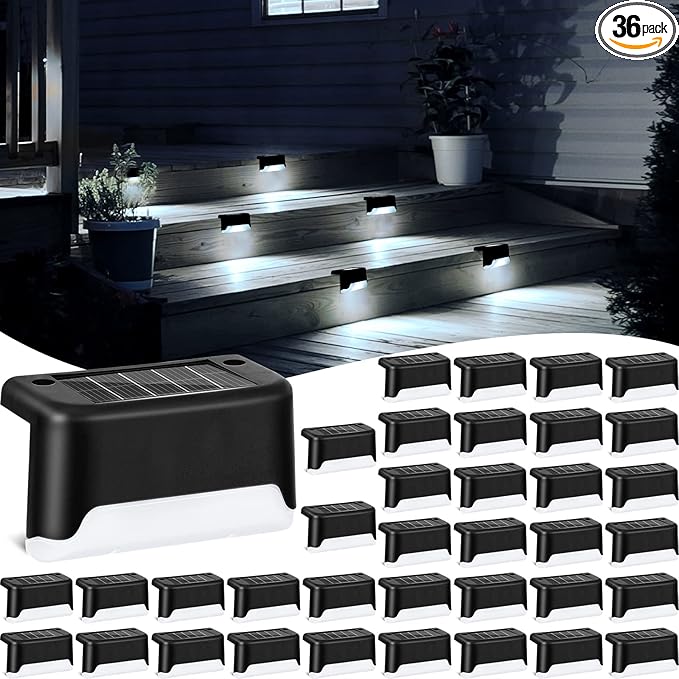 Tuanse 36 Pack Solar Deck Lights Outdoor Step Waterproof LED Stairs Lights Outside Fence Step for Pool Garden Wall | Lumora