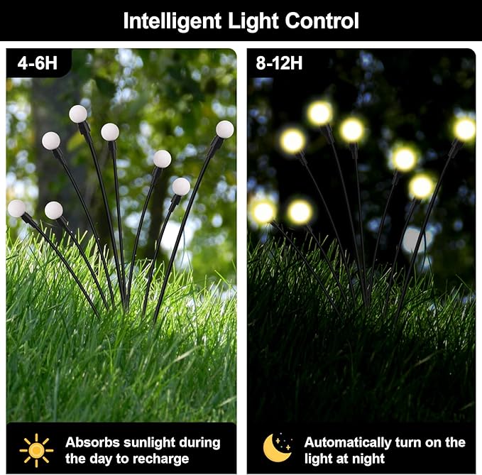 Firefly Lights Solar Outdoor, 8 Modes 800mAh Swaying Solar Firefly Garden Lights Stakes Outdoor Waterproof for | Lumora