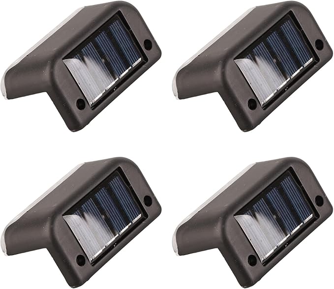 Topyond 4 Pcs Outdoor Lights for Patio Solar Step Light White Lighting Waterproof High Strength Solar LED Deck Light Outdoor Stair Lamp