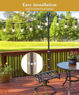 10Ft String Light Poles for Fence & Deck Railing, Outdoor Light Stand with Fence Brackets, Heavy-Duty Metal Poles | Lumora