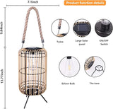 Livinlarge Solar Lantern Outdoor Waterproof,Large Rattan Lantern Outdoor Hanging with Handle,Bright Solar Lights | Lumora