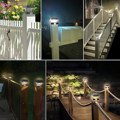 4x4 Solar Post Cap Lights with 2 Lighting Modes, 2 Packs Outdoor Post Light Solar Powered, IP65 Waterproof, Fence Deck Lights for 4×4 Wood/Vinyl Posts-120 Lumens, Black