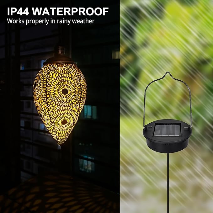 Solar Lights Outdoor Hanging with Shepherd Hook Garden Decor Birthday Gifts for Women, Mom, Family Solar Lanterns | Lumora