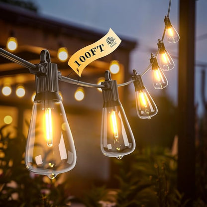 Kawaya Outdoor String Lights for Patio: Vintage Edison G40 ST38 Bulbs with Replacement Filament and Cords