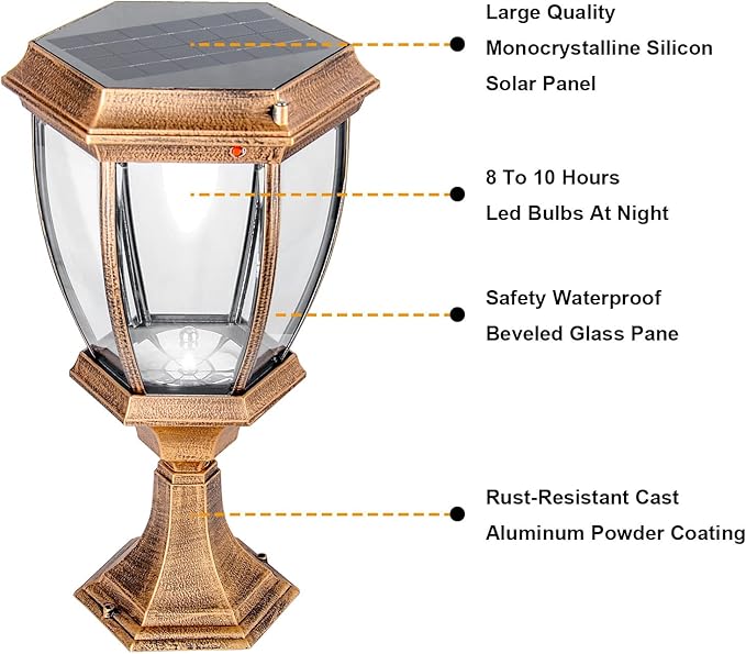 Kendal Large Outdoor Solar Powered LED Light Lamp (Bronze)