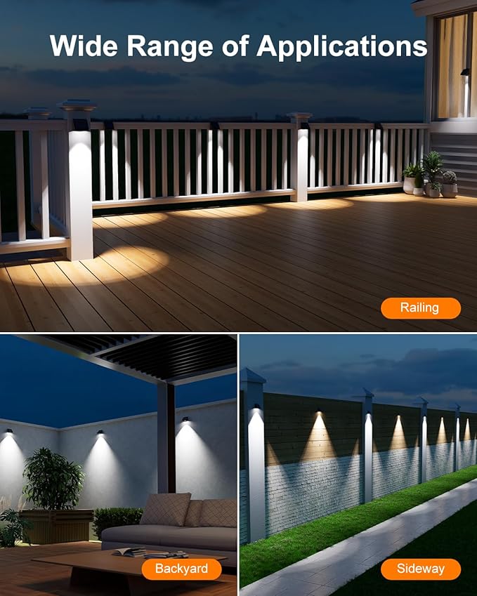 16 Pack Bright Sun Power Fence Lights Outdoor Waterproof with Cool White LED Spot, for Exterior Door, Deck, Step | Lumora