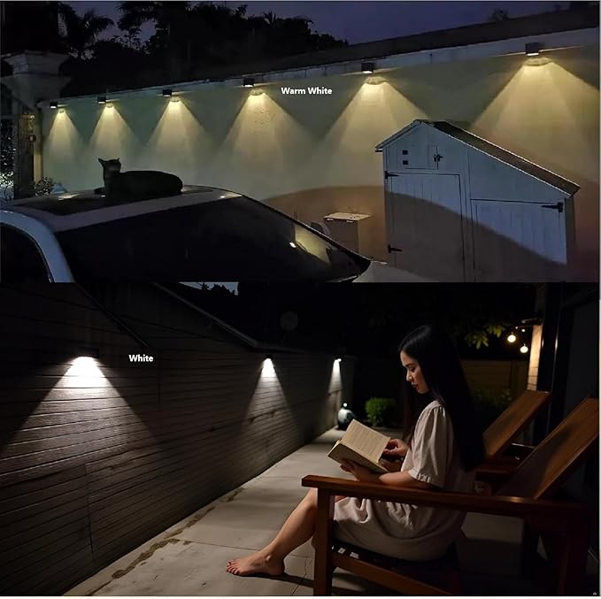 ASLIDECOR Solar Fence Lights with 2 Modes Warm White/Cold White,2 Pack Solar Wall Lamps Outdoor Waterproof Led for | Lumora