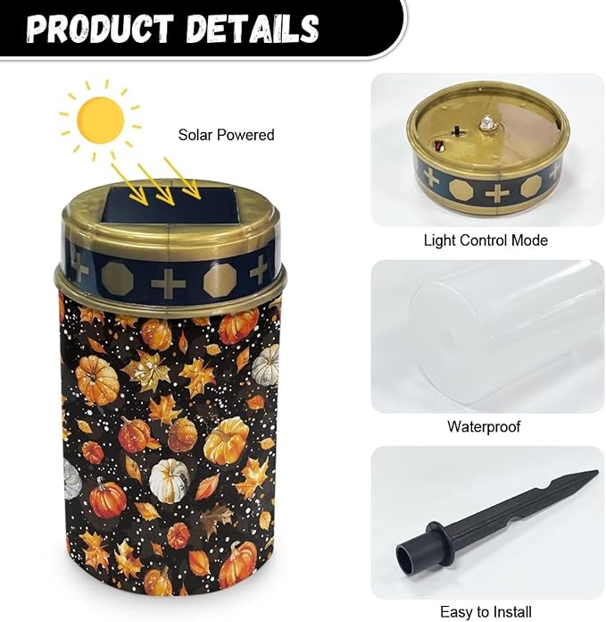 Maple Leaf Solar Power Lights Outdoor Pumpkin Solar Lighting for Yard Landscaping Lights Solar Decorative Outdoor Solar Lights Camping Lights Solar Landscaping Lights for Fall