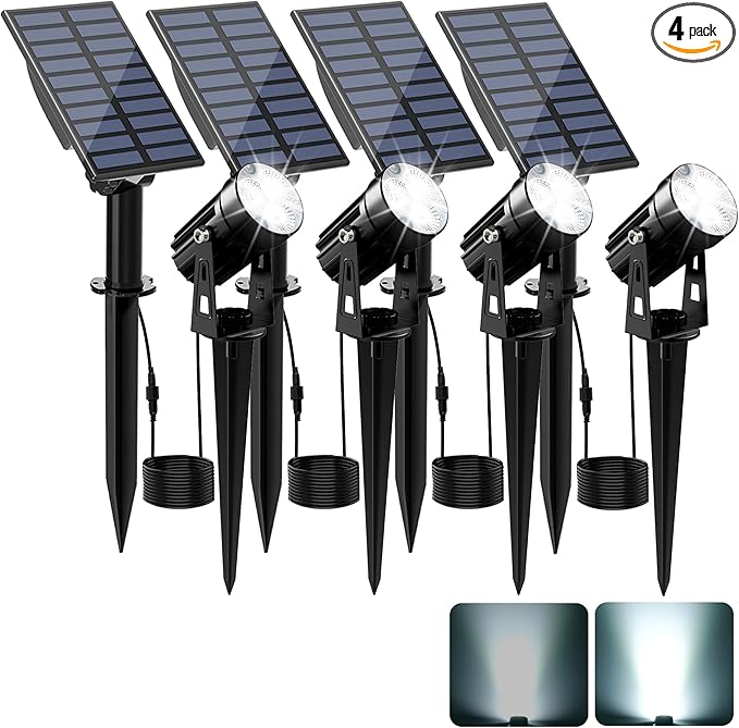 Solar Spot Lights Outdoor, Solar Landscape Spotlights IP65 Waterproof 9.8ft Cable, Auto On/Off Outdoor Wall Lights | Lumora
